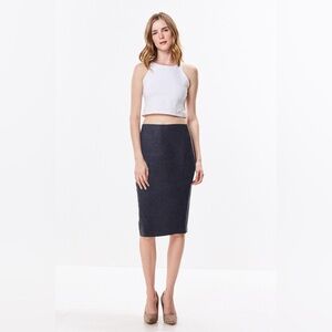 CHI CHI Modest Heather Grey Modest Stretch Bodycon Pencil Knee-Length Midi Skirt